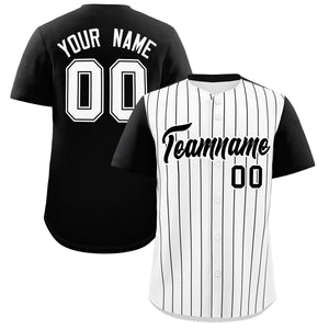 Custom White Black Pinstripe Personalized Two-Tone Authentic Baseball Jersey