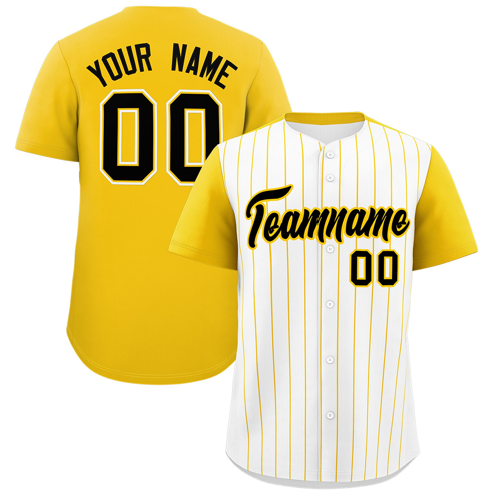 Custom White Gold Pinstripe Personalized Two-Tone Authentic Baseball Jersey