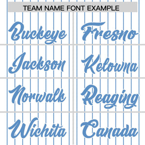 Custom White Light Blue Pinstripe Personalized Two-Tone Authentic Baseball Jersey