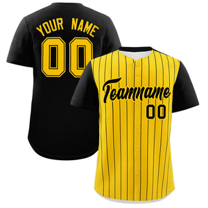 Custom Gold Black Pinstripe Personalized Two-Tone Authentic Baseball Jersey