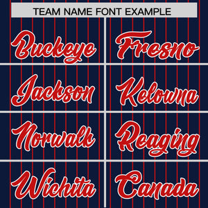 Custom Navy Red Pinstripe Personalized Two-Tone Authentic Baseball Jersey