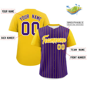 Custom Purple Gold Pinstripe Personalized Two-Tone Authentic Baseball Jersey