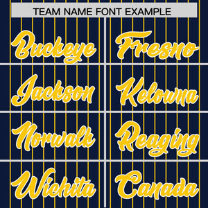 Custom Navy Gold Pinstripe Personalized Two-Tone Authentic Baseball Jersey