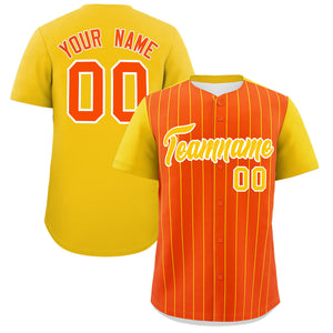 Custom Orange Gold Pinstripe Personalized Two-Tone Authentic Baseball Jersey