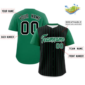 Custom Black Kelly Green Pinstripe Personalized Two-Tone Authentic Baseball Jersey