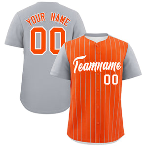 Custom Orange Gray Pinstripe Personalized Two-Tone Authentic Baseball Jersey