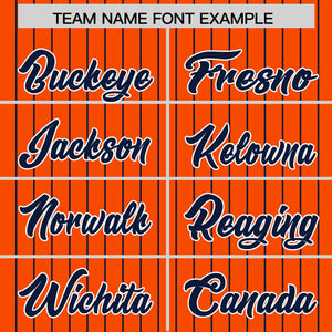 Custom Orange Navy Pinstripe Personalized Two-Tone Authentic Baseball Jersey