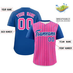 Custom Pink Royal Pinstripe Personalized Two-Tone Authentic Baseball Jersey