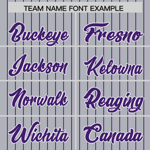 Custom Gray Purple Pinstripe Personalized Two-Tone Authentic Baseball Jersey