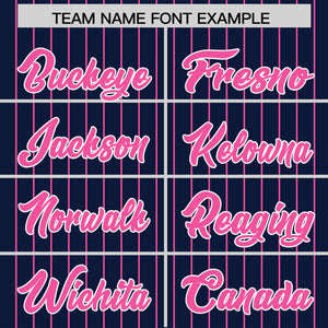 Custom Navy Pink Pinstripe Personalized Two-Tone Authentic Baseball Jersey