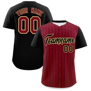 Custom Crimson Black Pinstripe Personalized Two-Tone Authentic Baseball Jersey