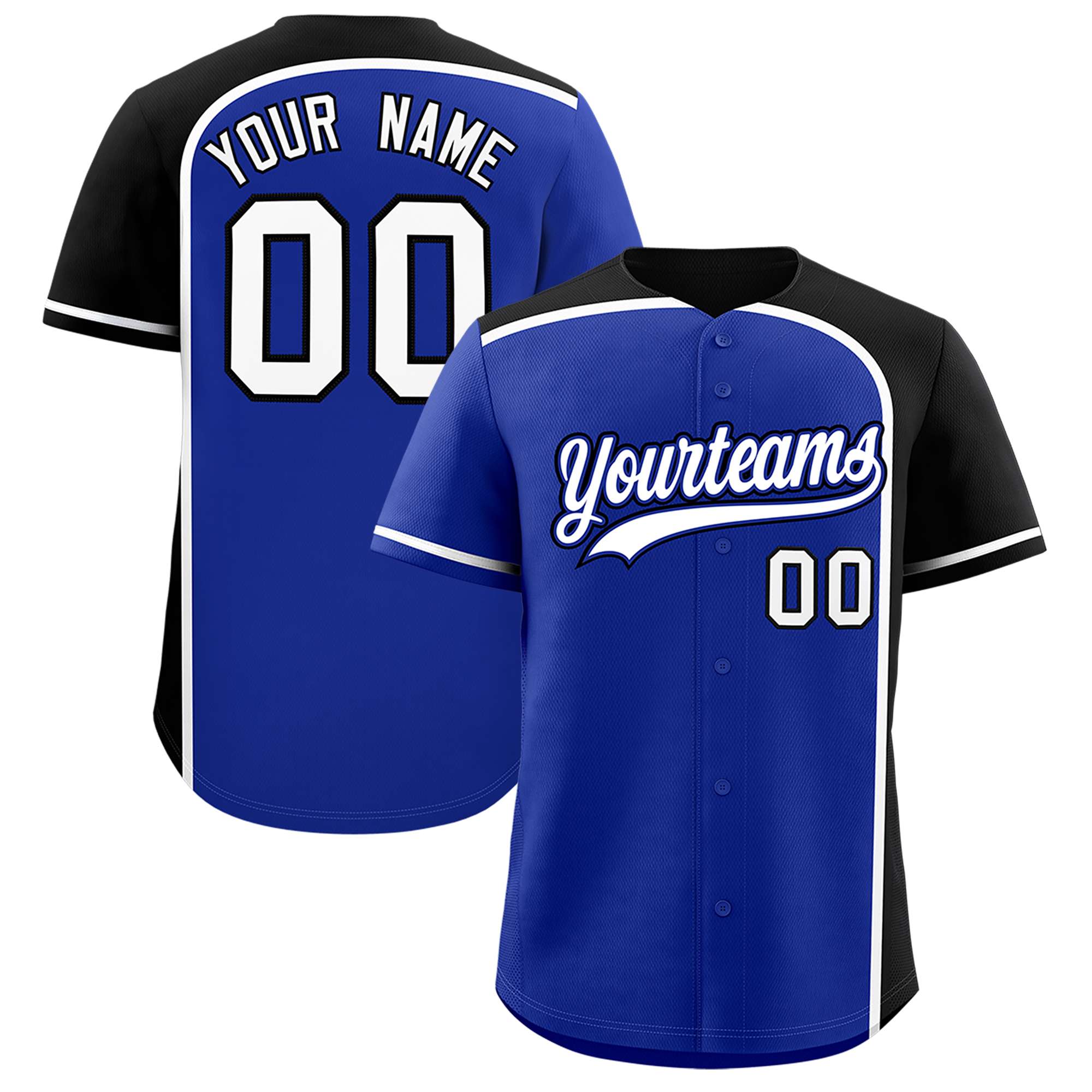 Custom Royal Black Personalized Color Block Authentic Baseball jersey