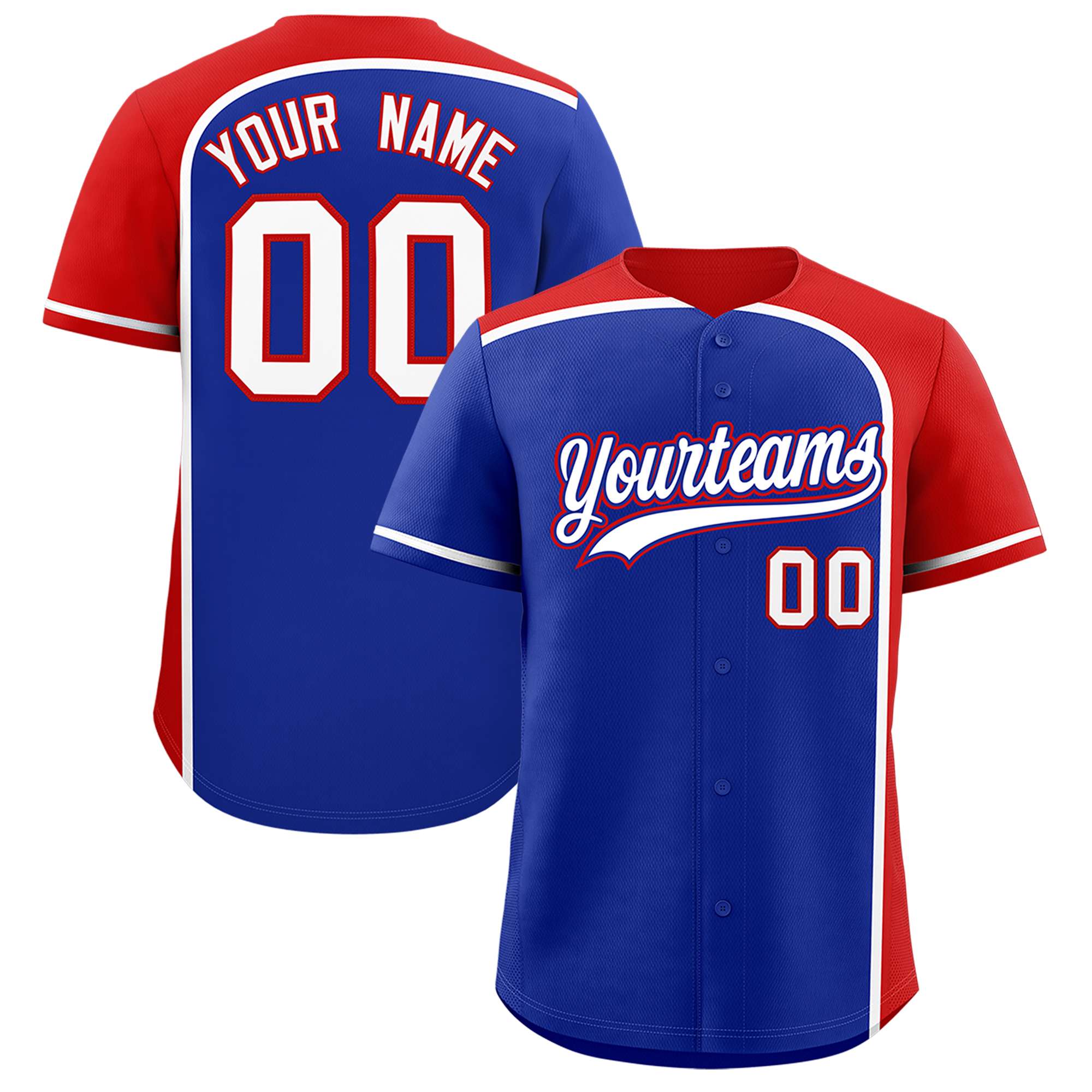 Custom Royal Red Personalized Color Block Authentic Baseball jersey