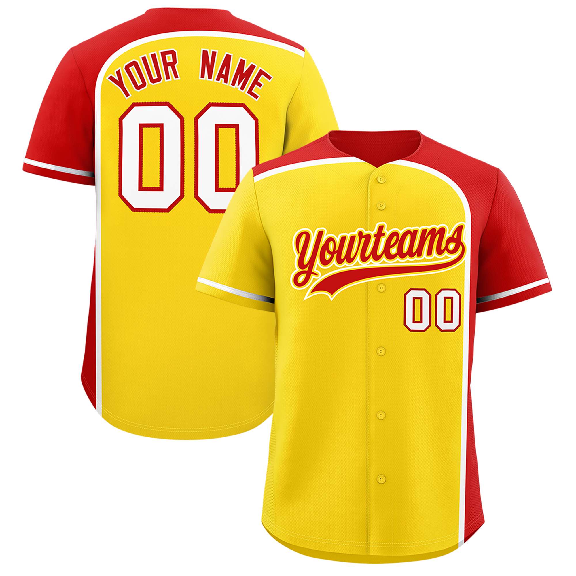 Custom Gold Red Personalized Color Block Authentic Baseball jersey