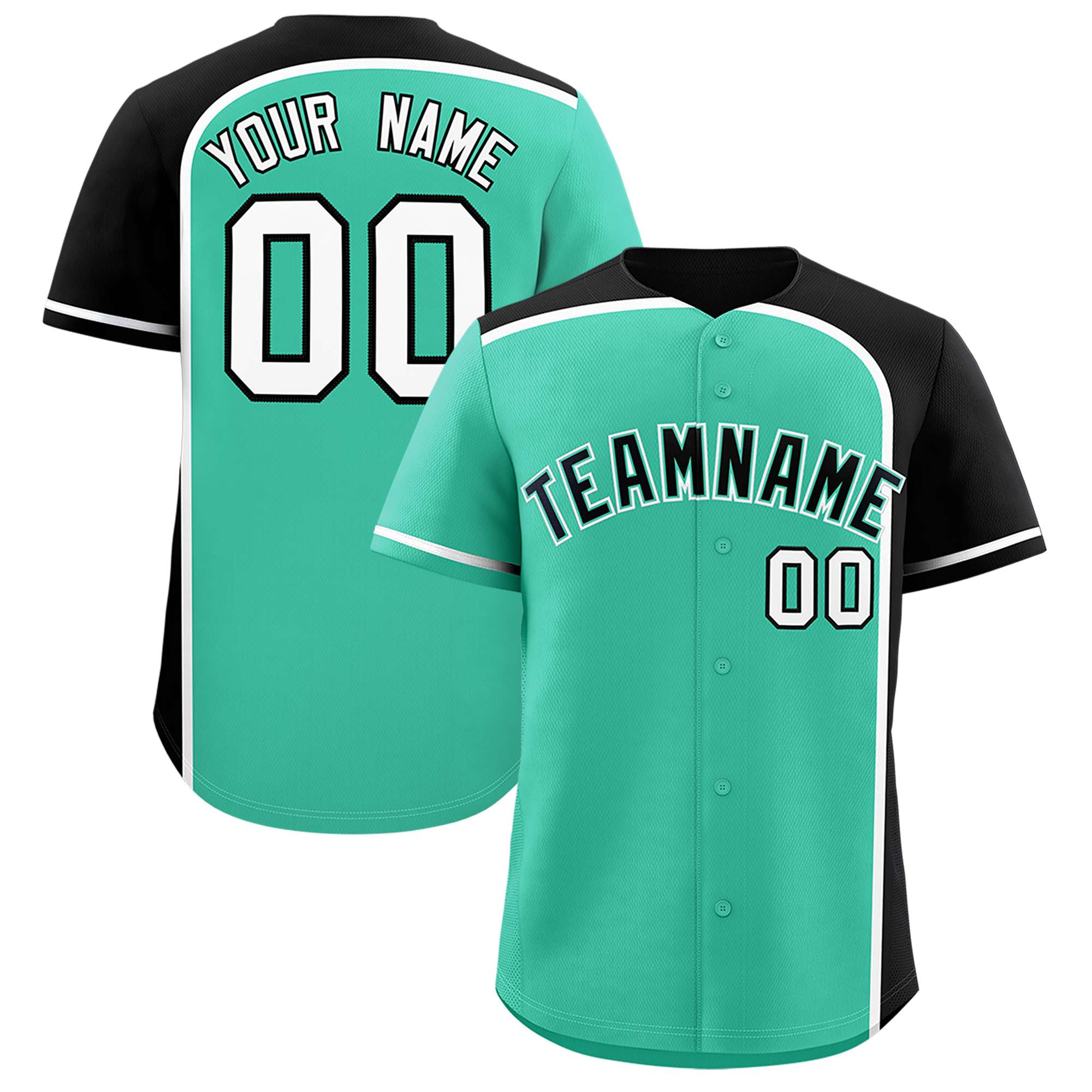 Custom Bright Green Black Personalized Color Block Authentic Baseball jersey