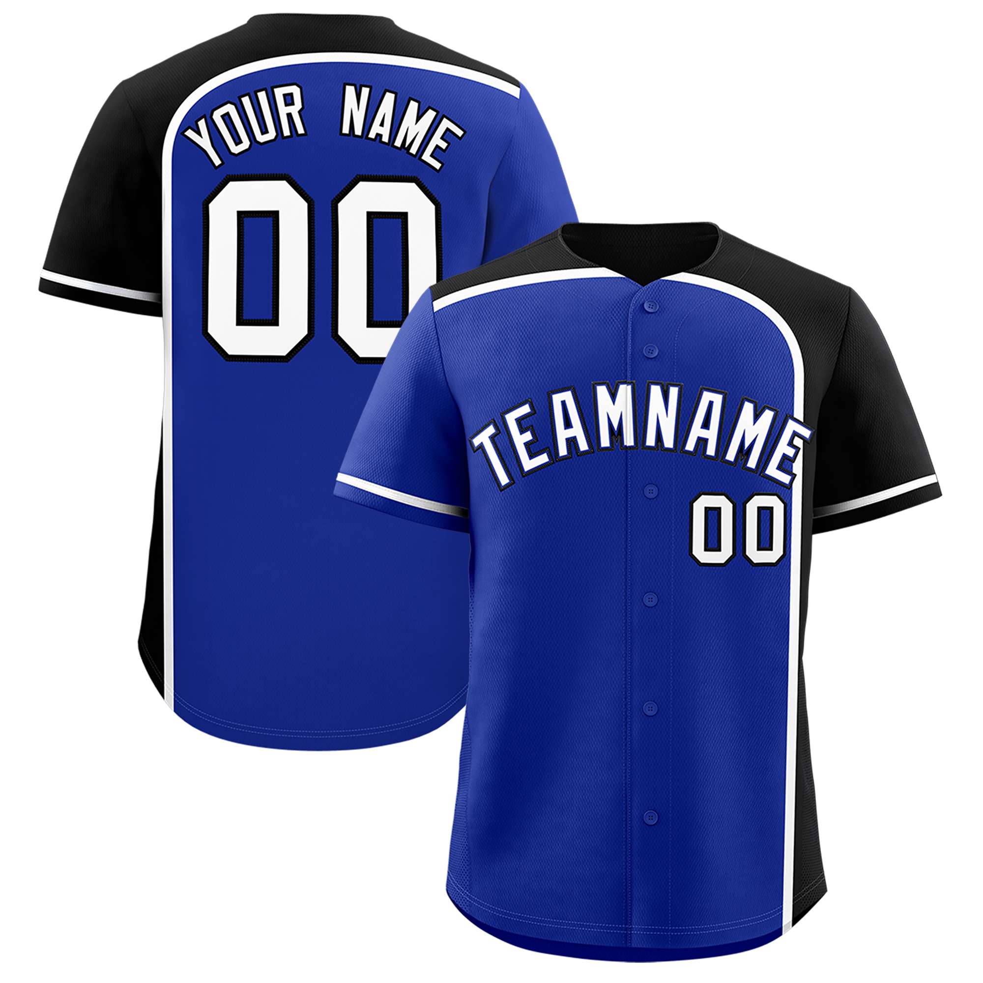 Custom Royal Black Personalized Color Block Authentic Baseball jersey