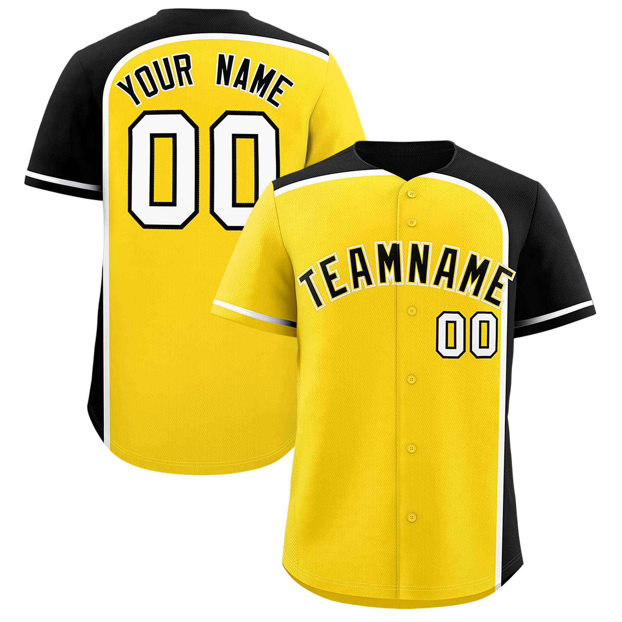 Custom Gold Black Personalized Color Block Authentic Baseball jersey