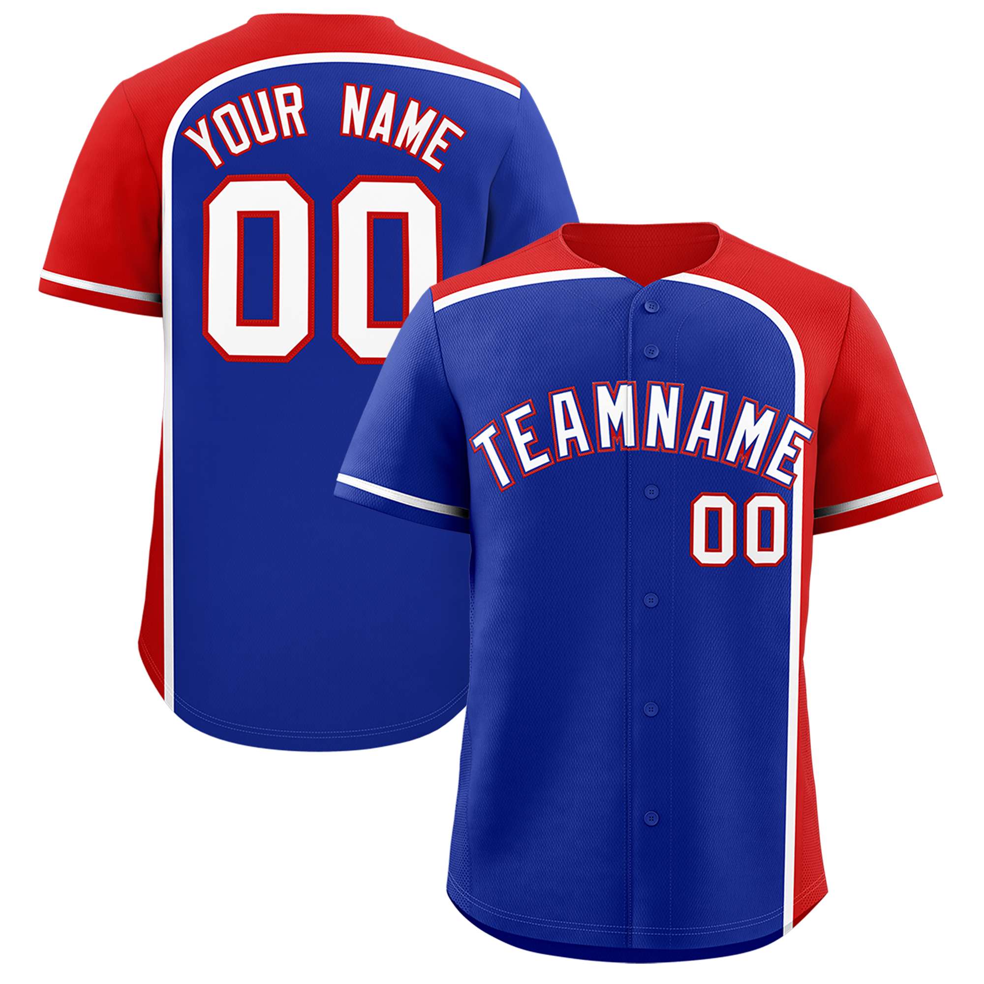 Custom Royal Red Personalized Color Block Authentic Baseball jersey