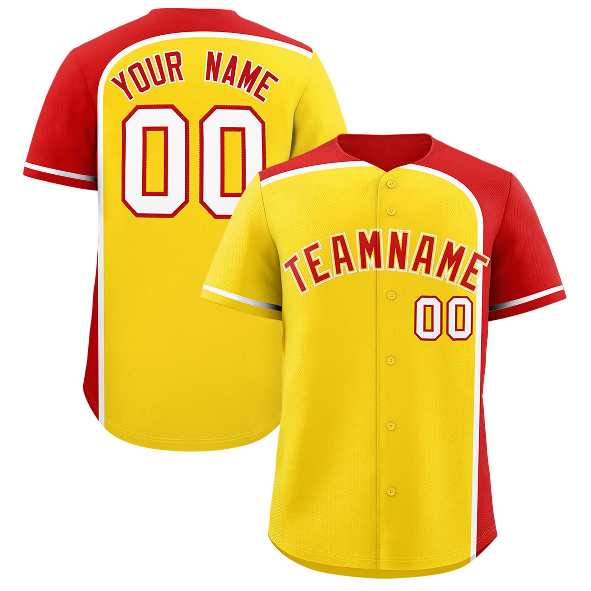 Custom Gold Red Personalized Color Block Authentic Baseball jersey