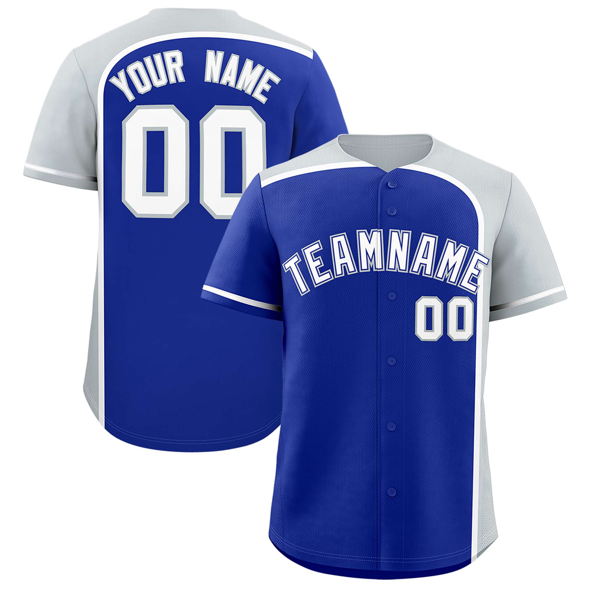 Custom Royal Silver Personalized Color Block Authentic Baseball jersey