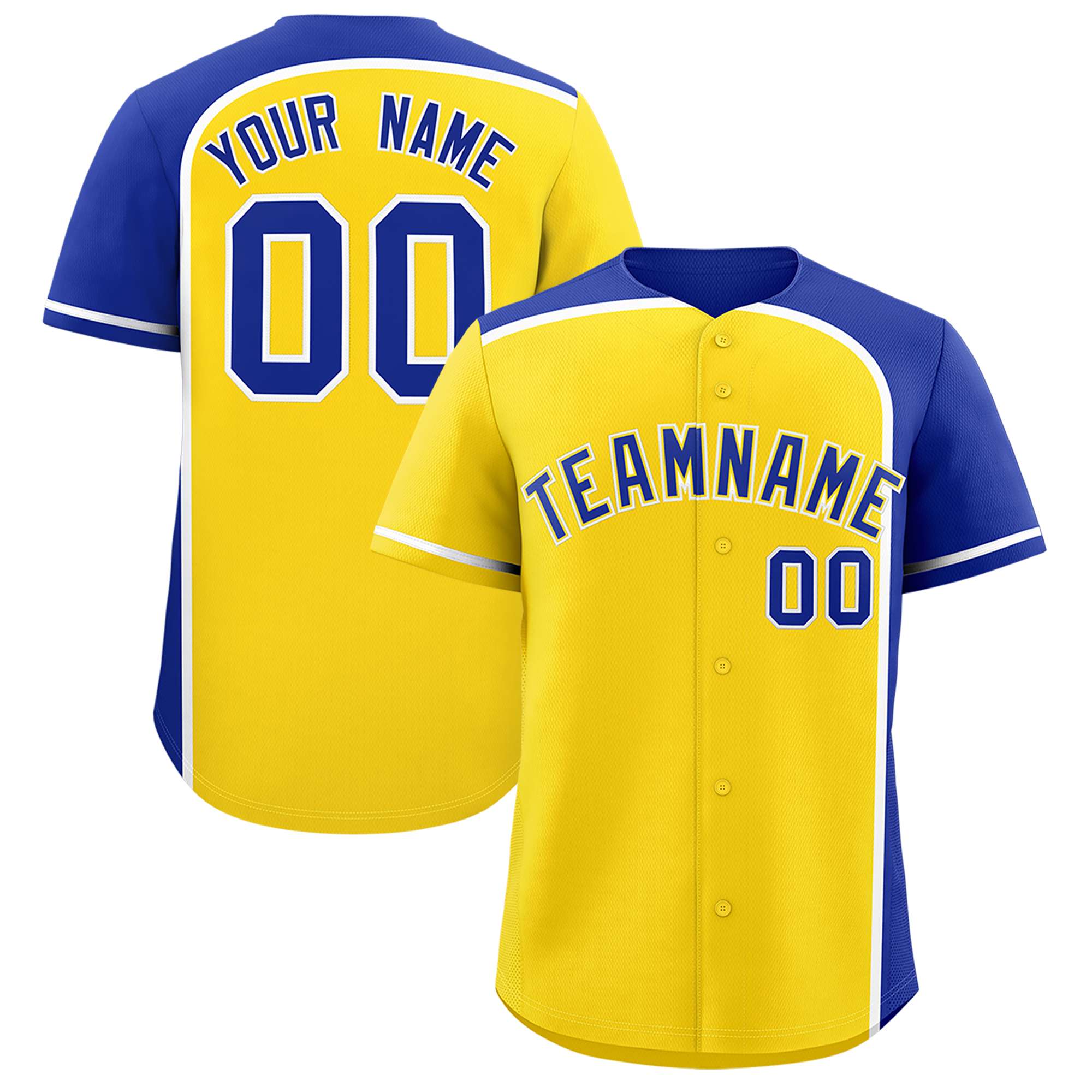 Custom Gold Royal Personalized Color Block Authentic Baseball jersey