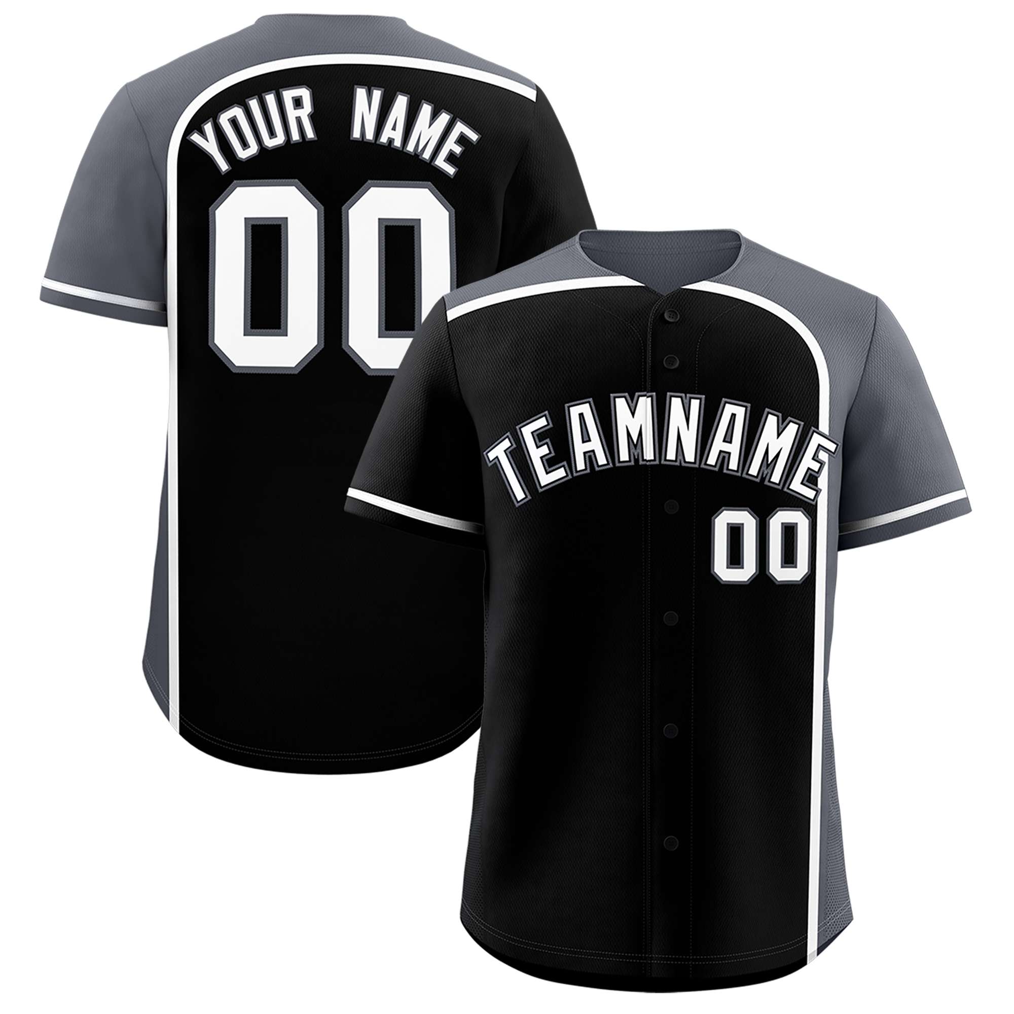 Custom Black Gray Personalized Color Block Authentic Baseball jersey