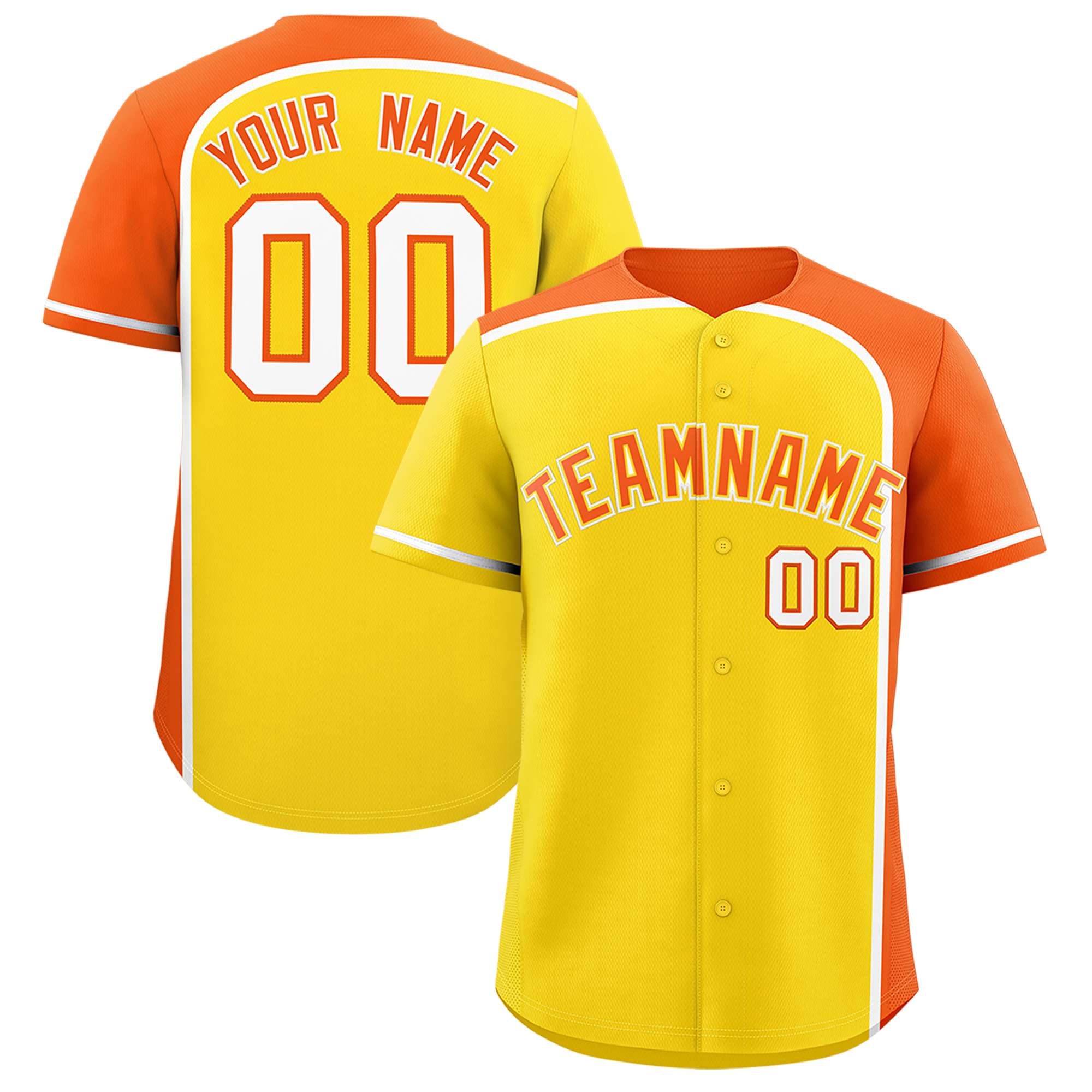 Custom Gold Orange Personalized Color Block Authentic Baseball jersey