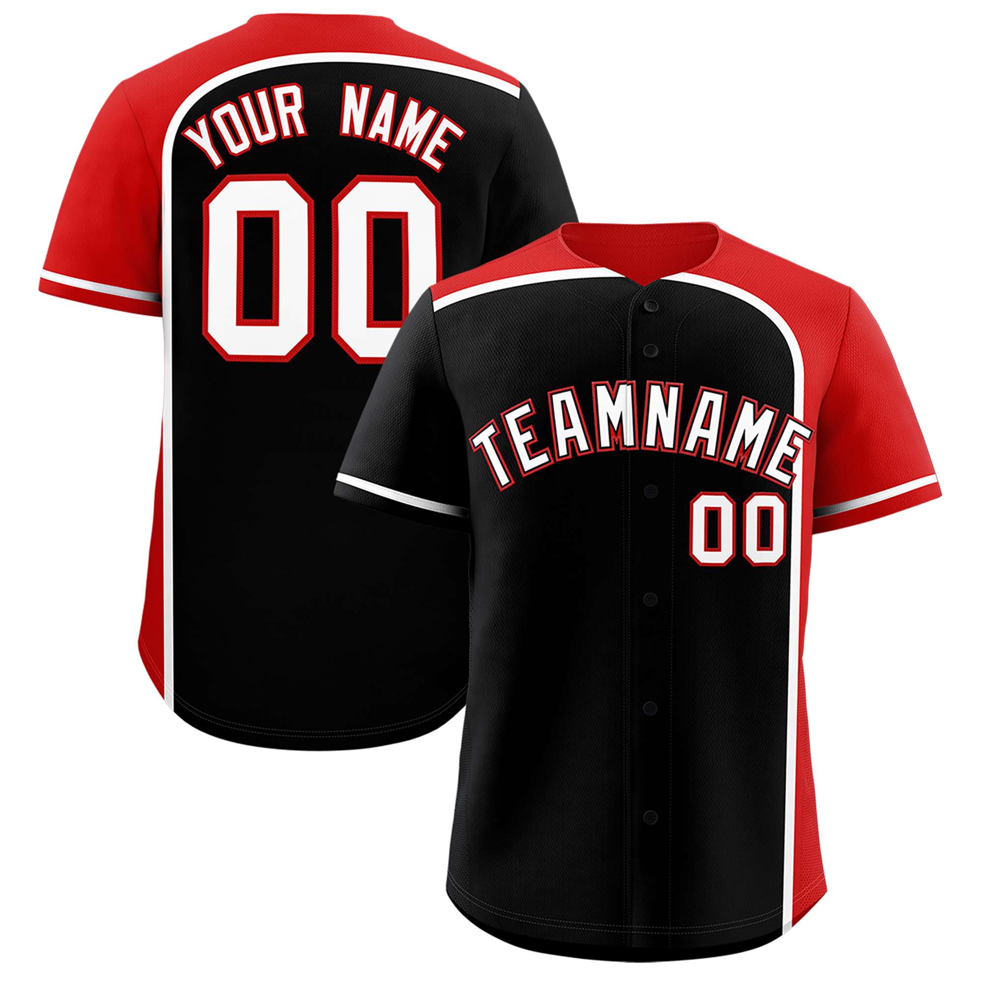 Custom Black Red Personalized Color Block Authentic Baseball jersey