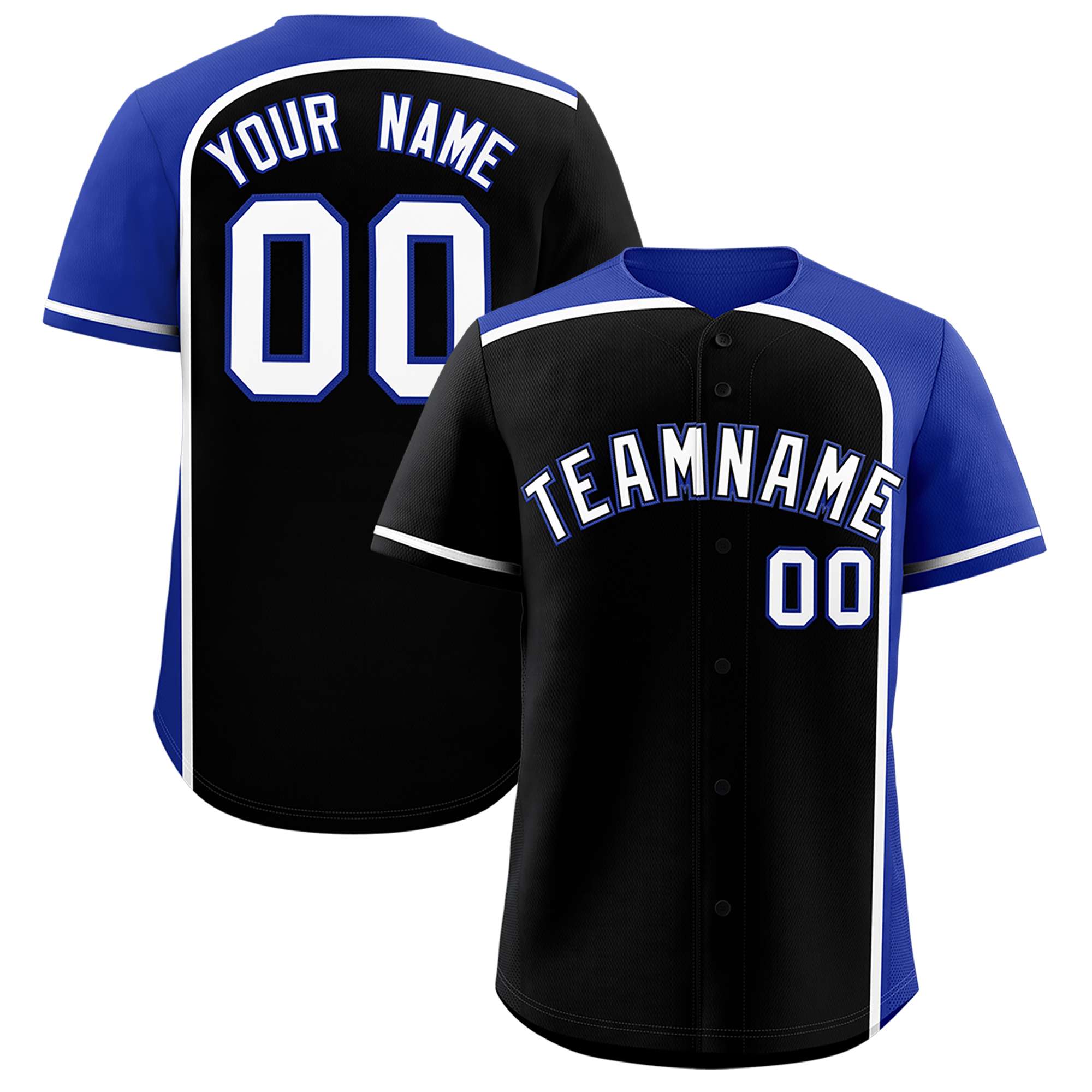 Custom Black Royal Personalized Color Block Authentic Baseball jersey