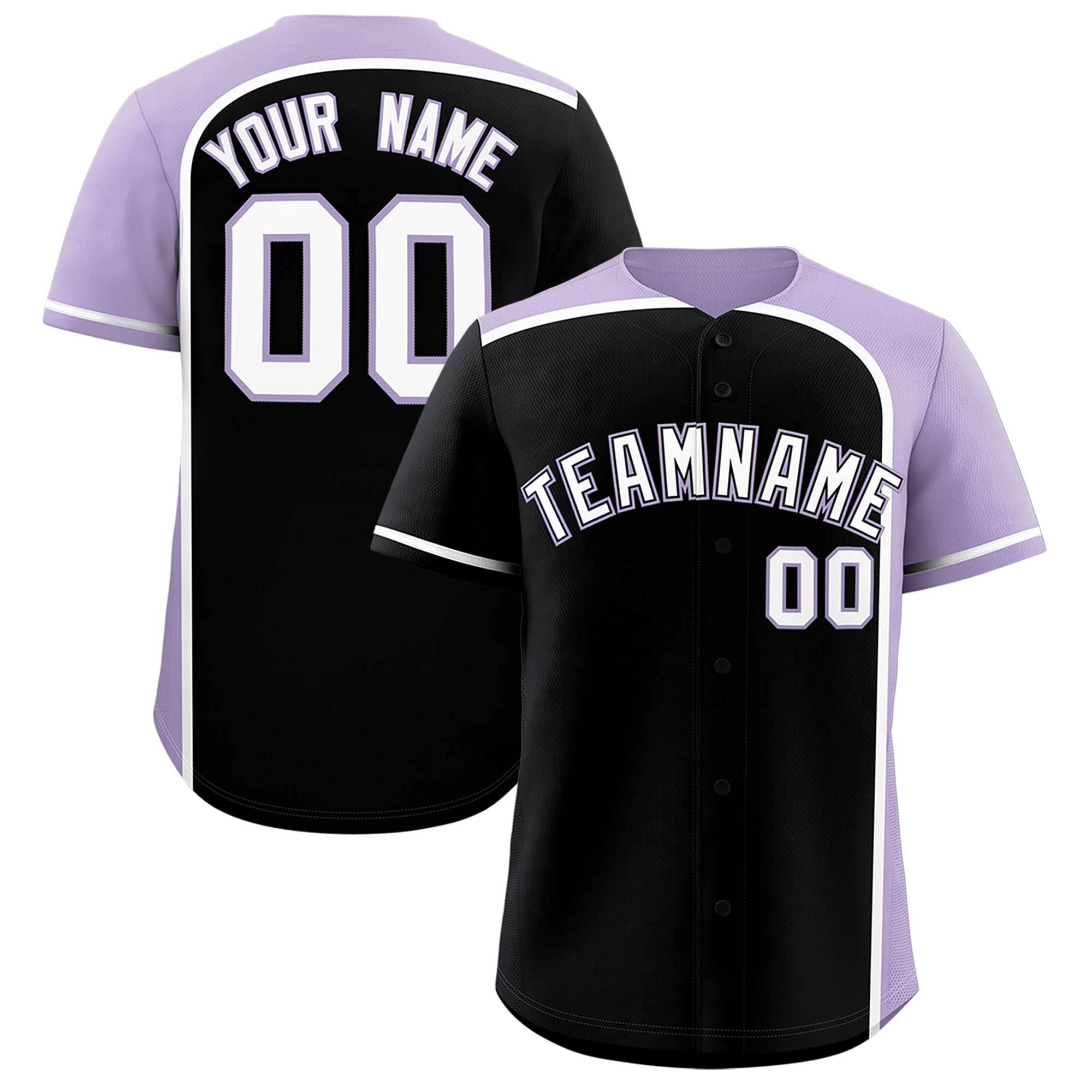 Custom Black Light Purple Personalized Color Block Authentic Baseball jersey