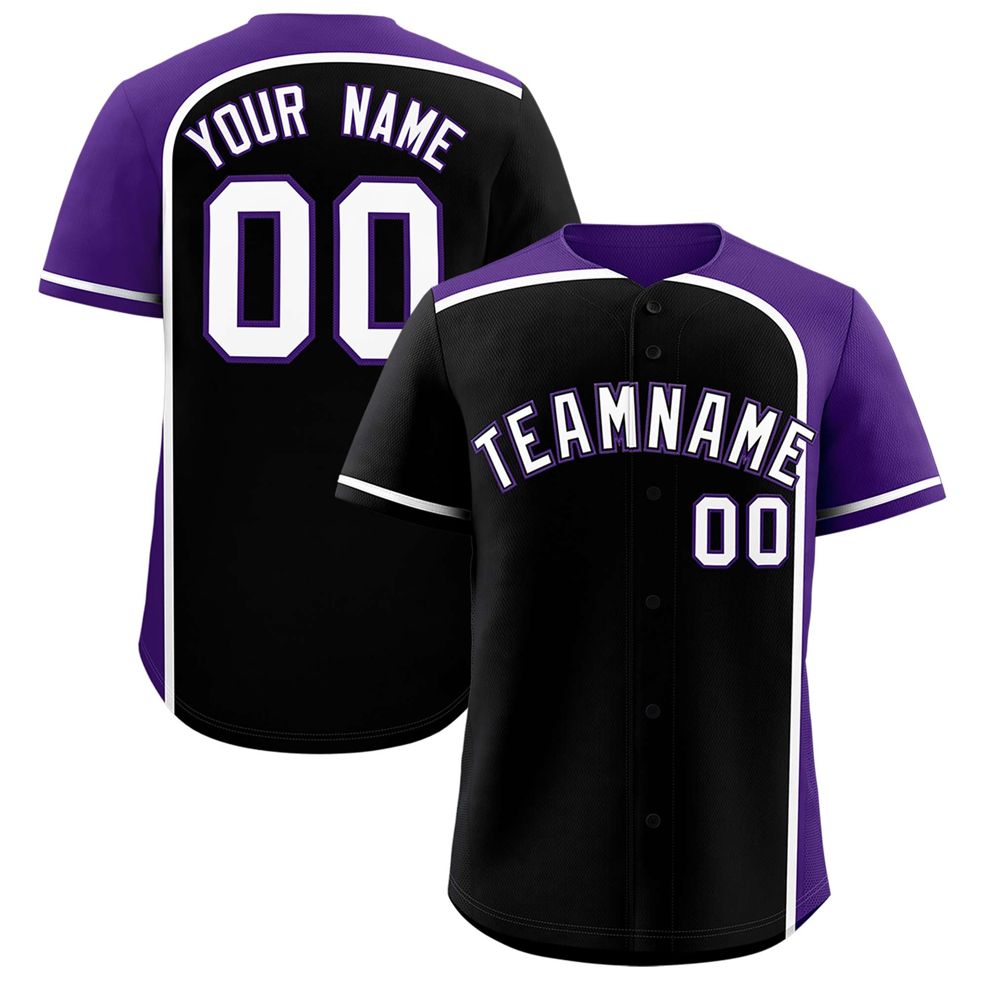 Custom Black Purple Personalized Color Block Authentic Baseball jersey