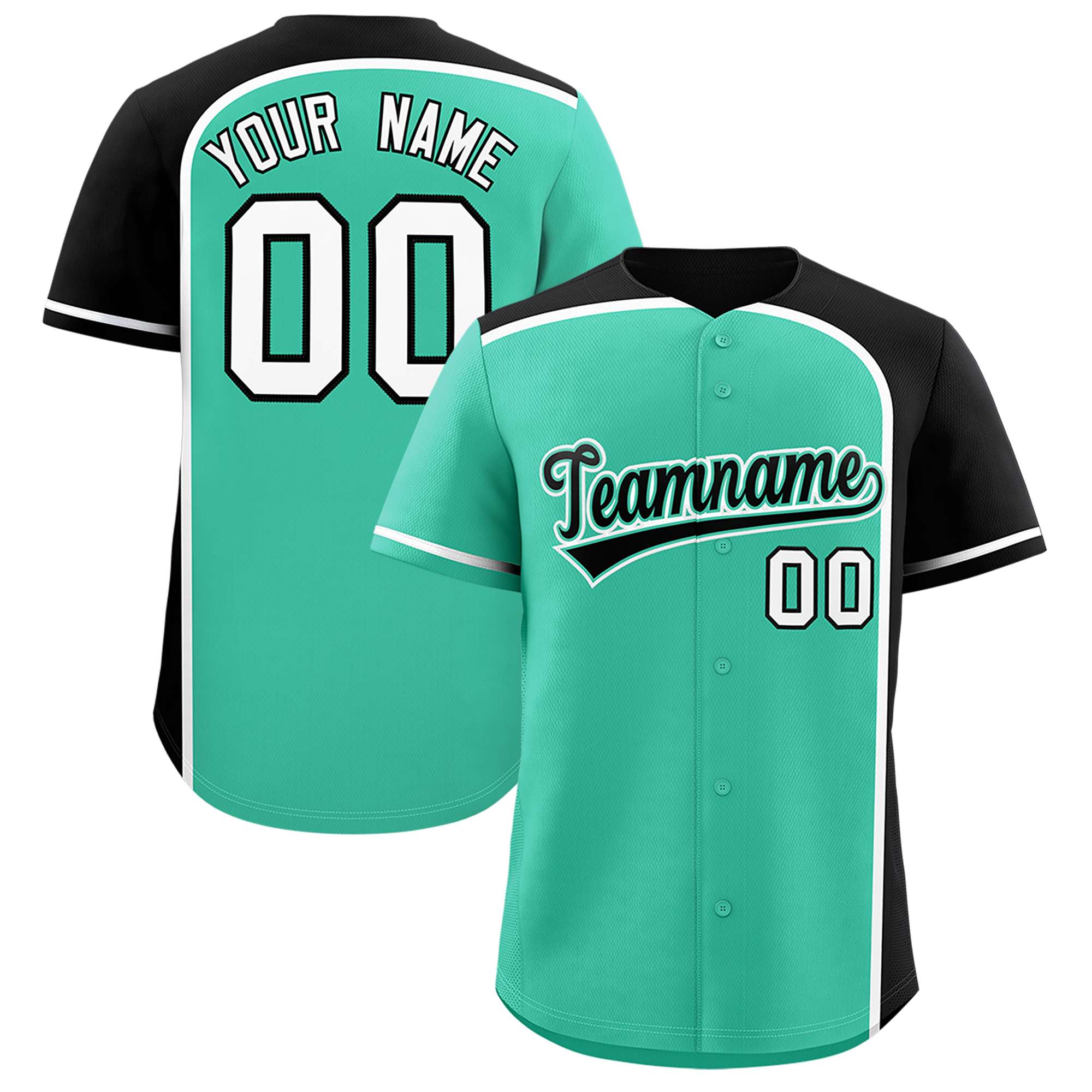 Custom Bright Green Black Personalized Color Block Authentic Baseball jersey