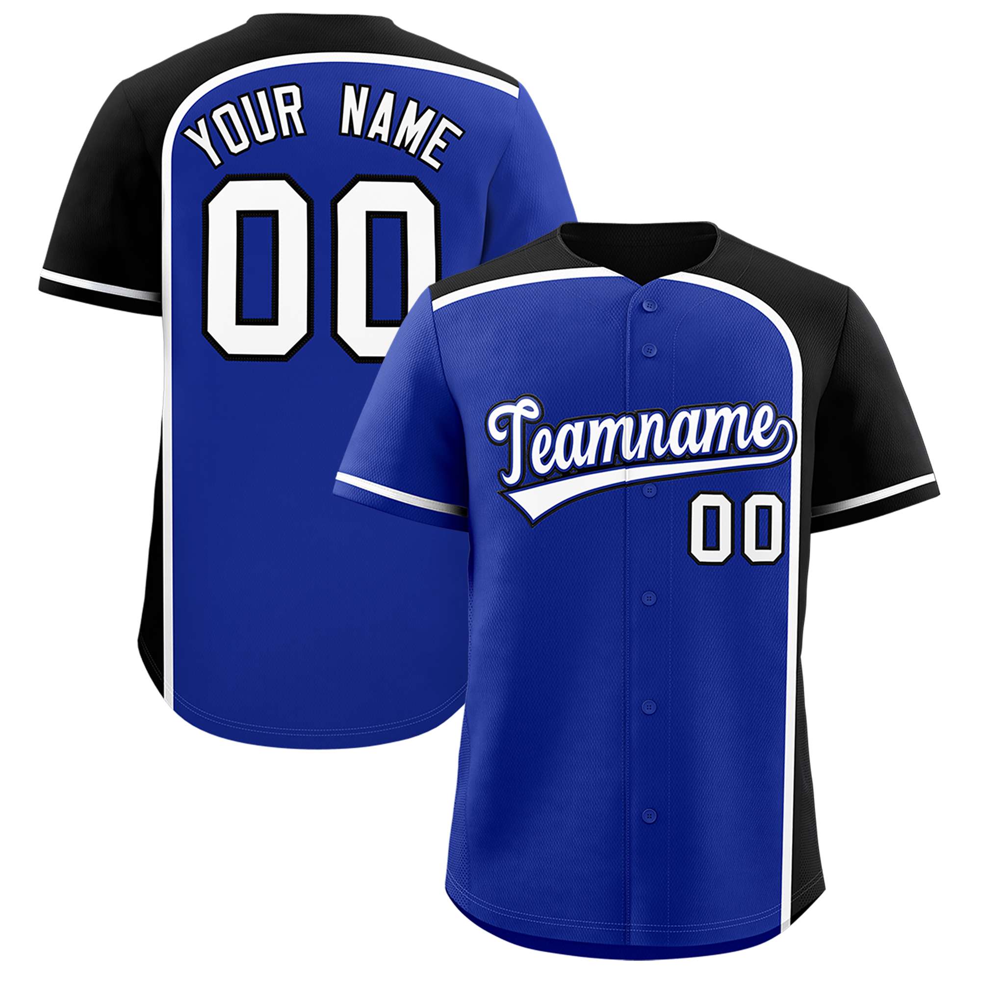 Custom Royal Black Personalized Color Block Authentic Baseball jersey