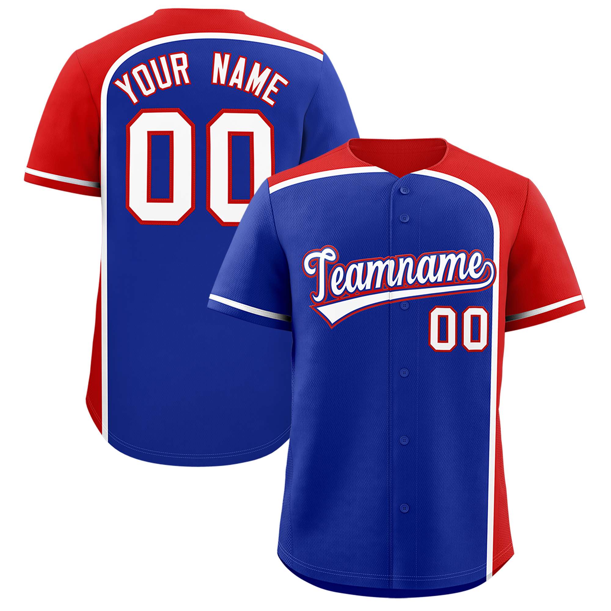 Custom Royal Red Personalized Color Block Authentic Baseball jersey