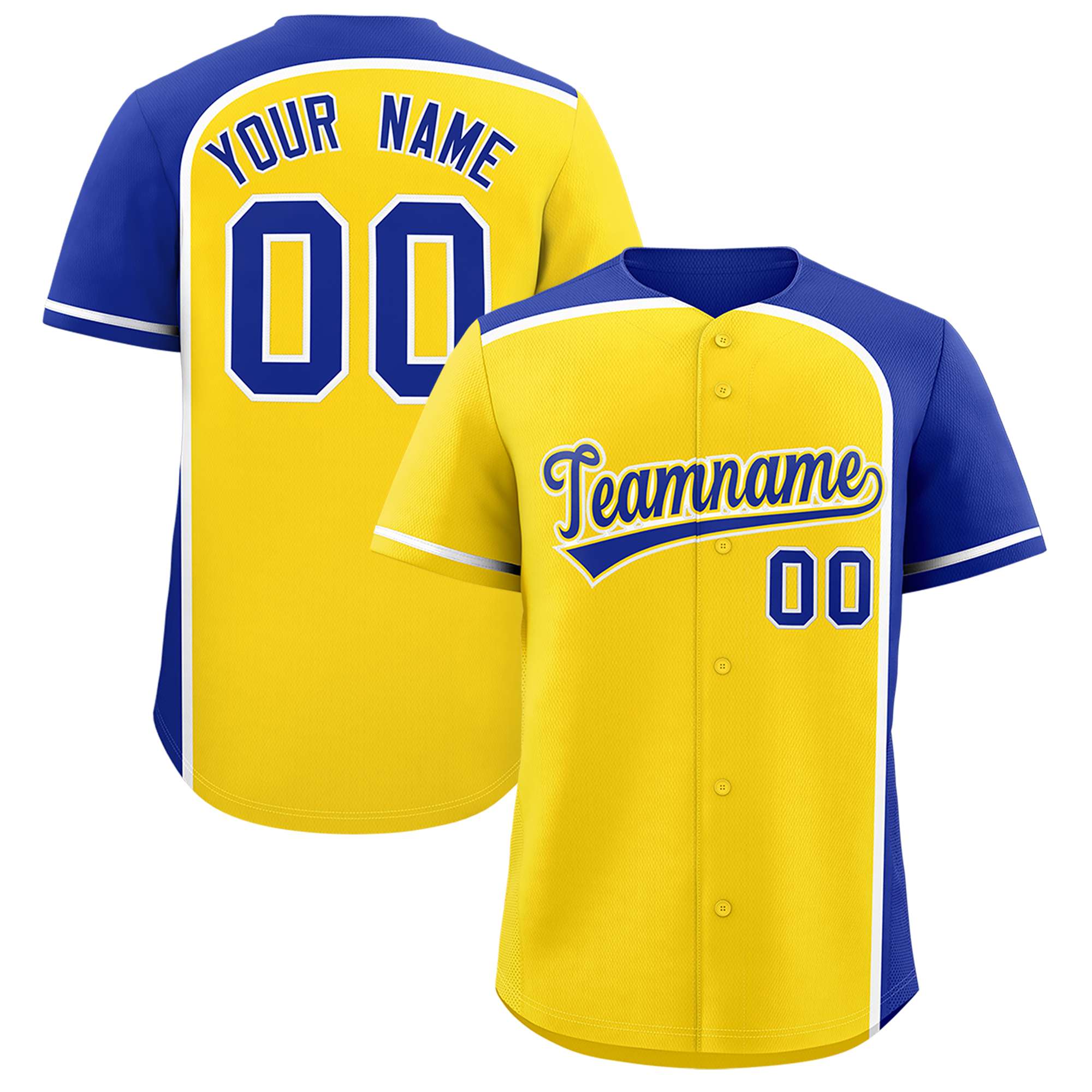 Custom Gold Royal Personalized Color Block Authentic Baseball jersey