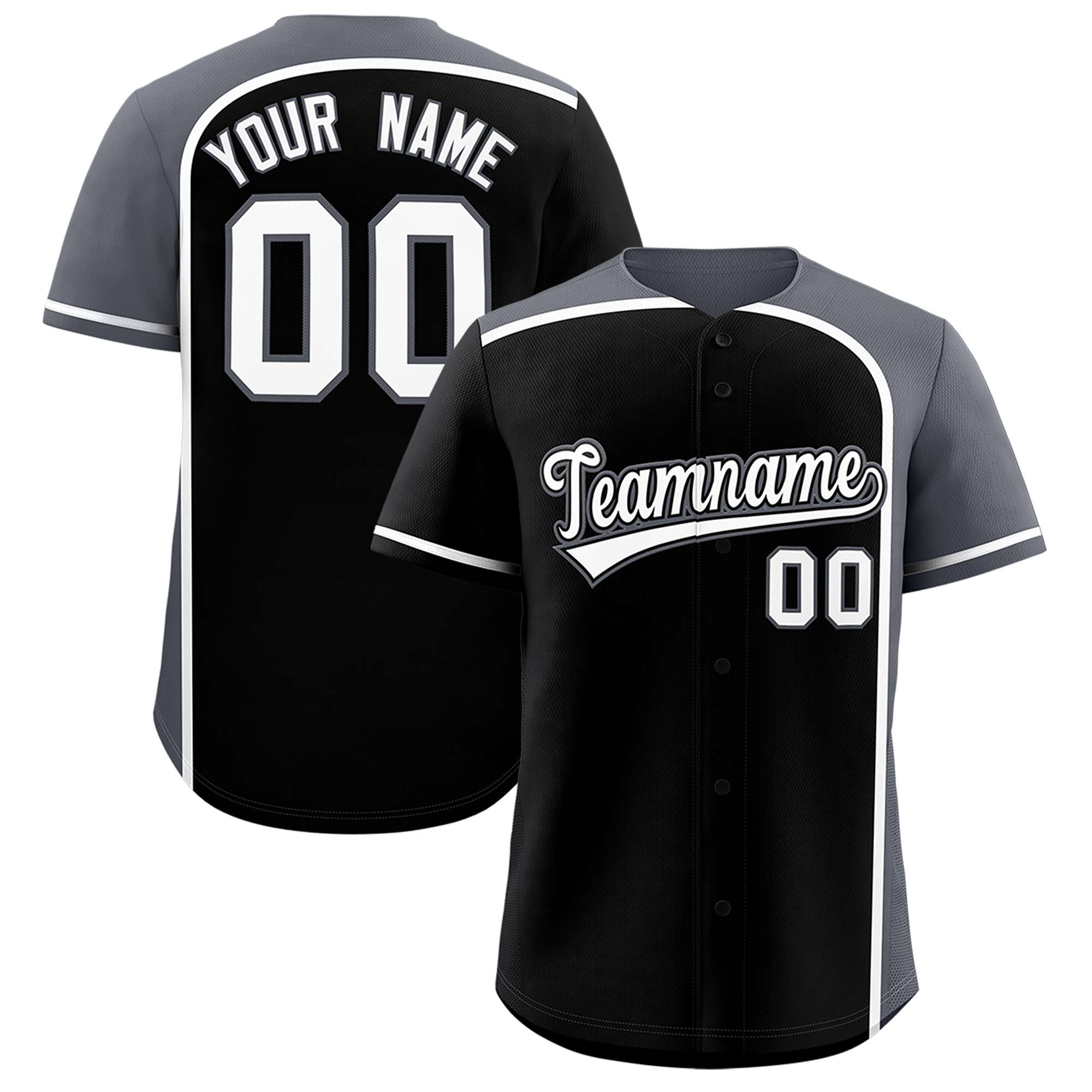 Custom Black Gray Personalized Color Block Authentic Baseball jersey