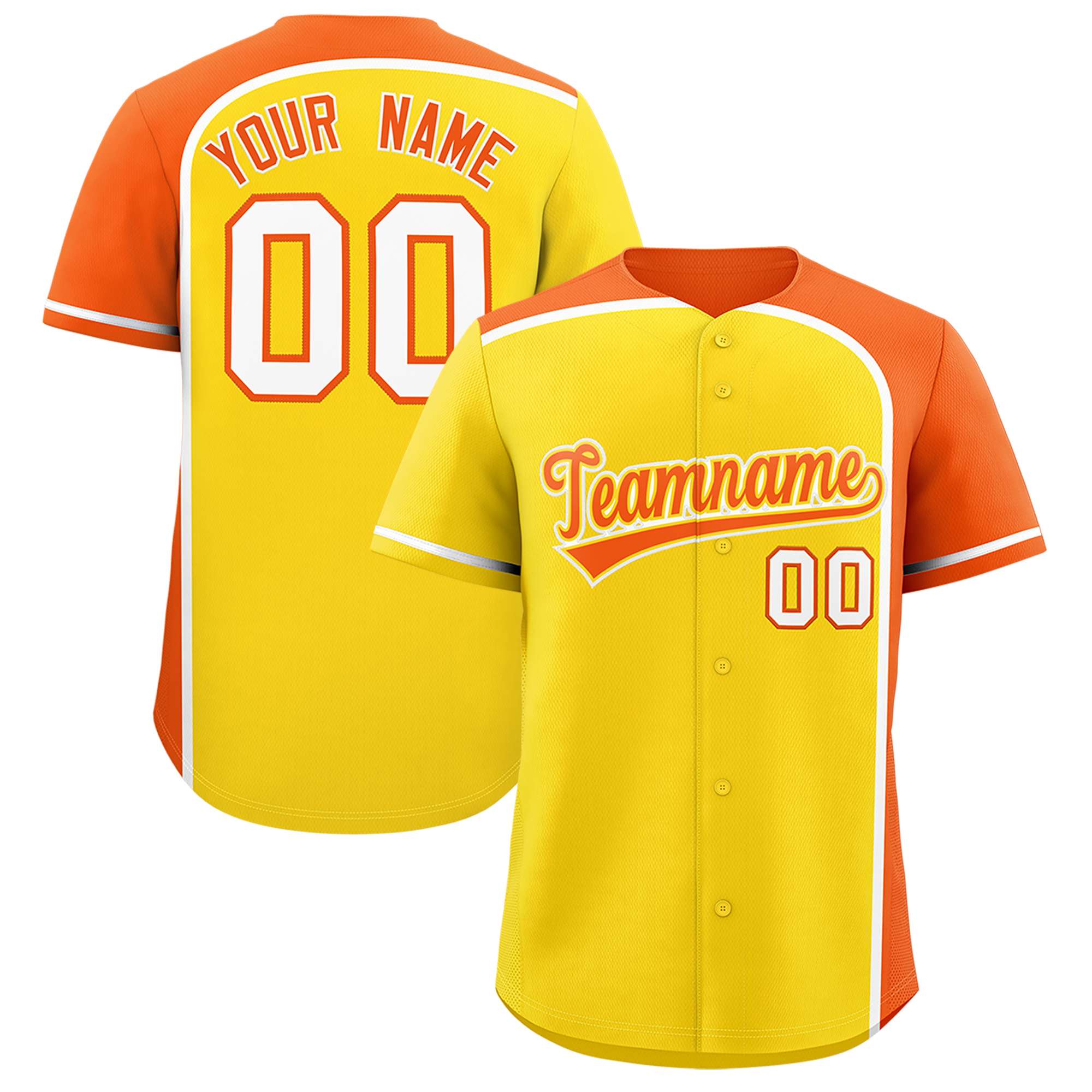 Custom Gold Orange Personalized Color Block Authentic Baseball jersey