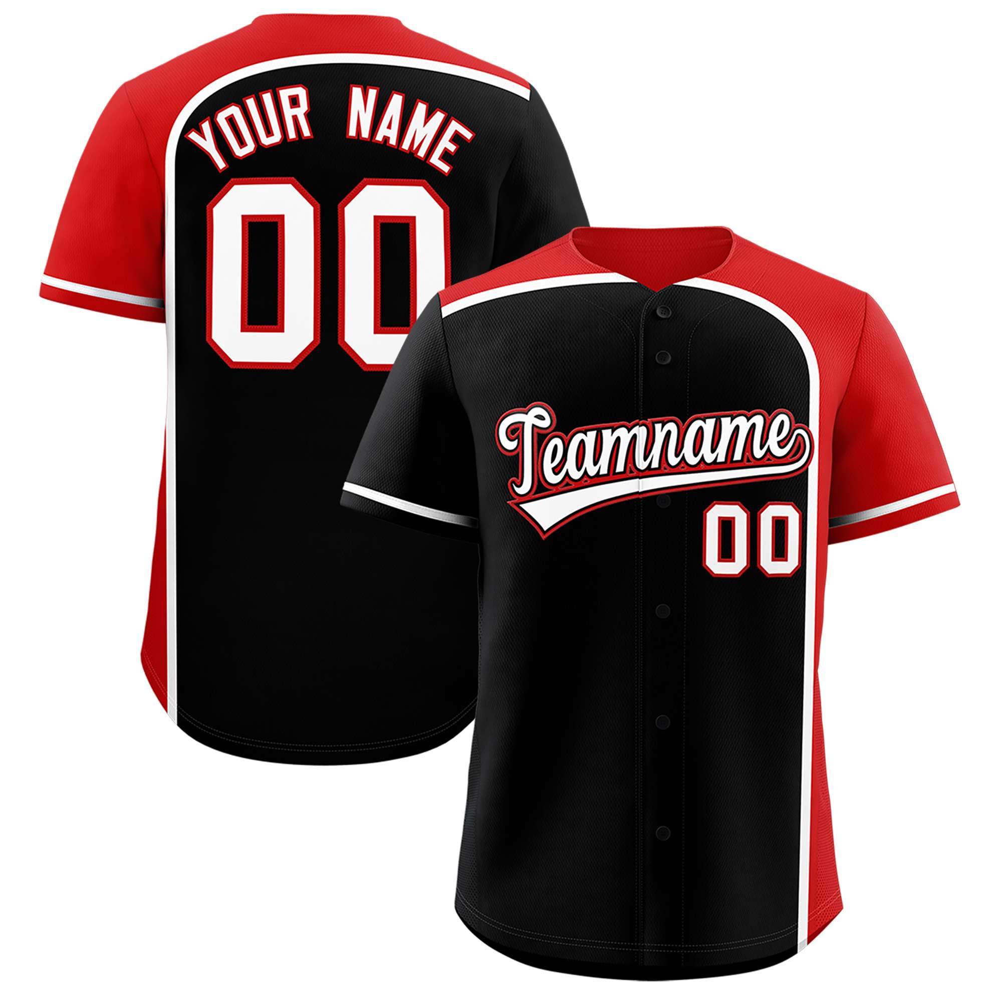 Custom Black Red Personalized Color Block Authentic Baseball jersey