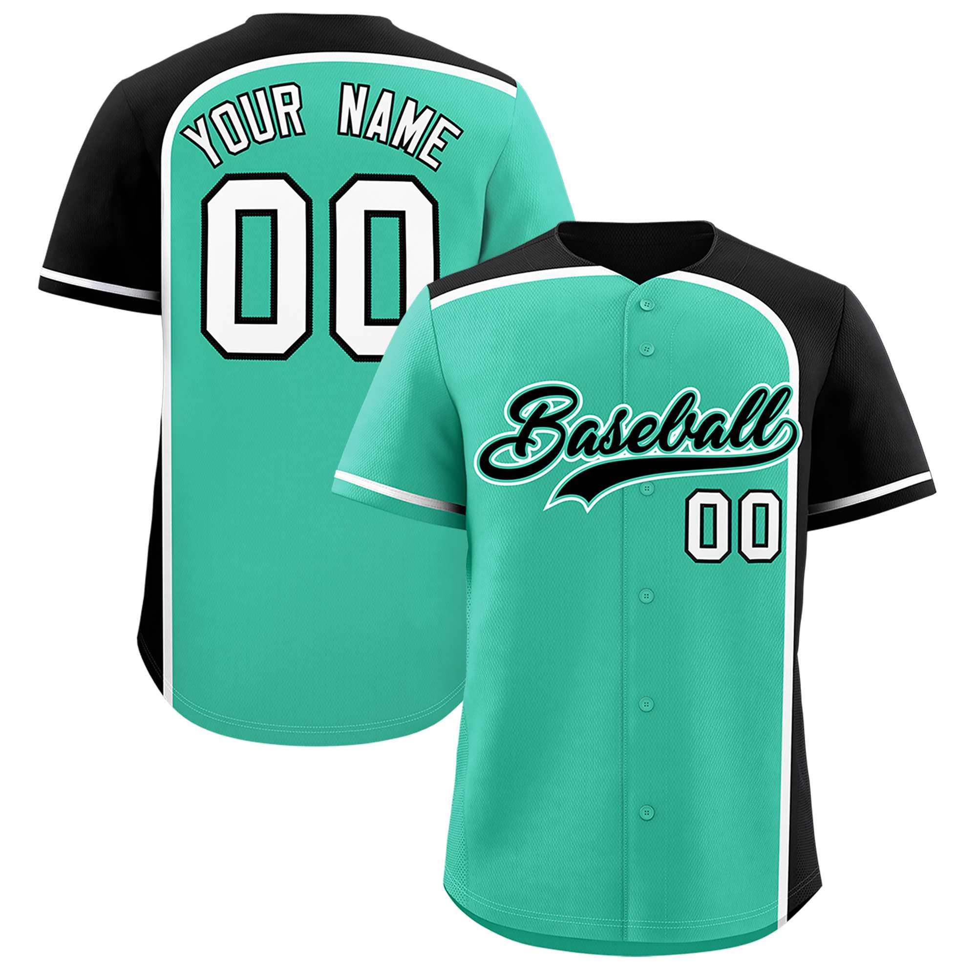 Custom Bright Green Black Personalized Color Block Authentic Baseball jersey