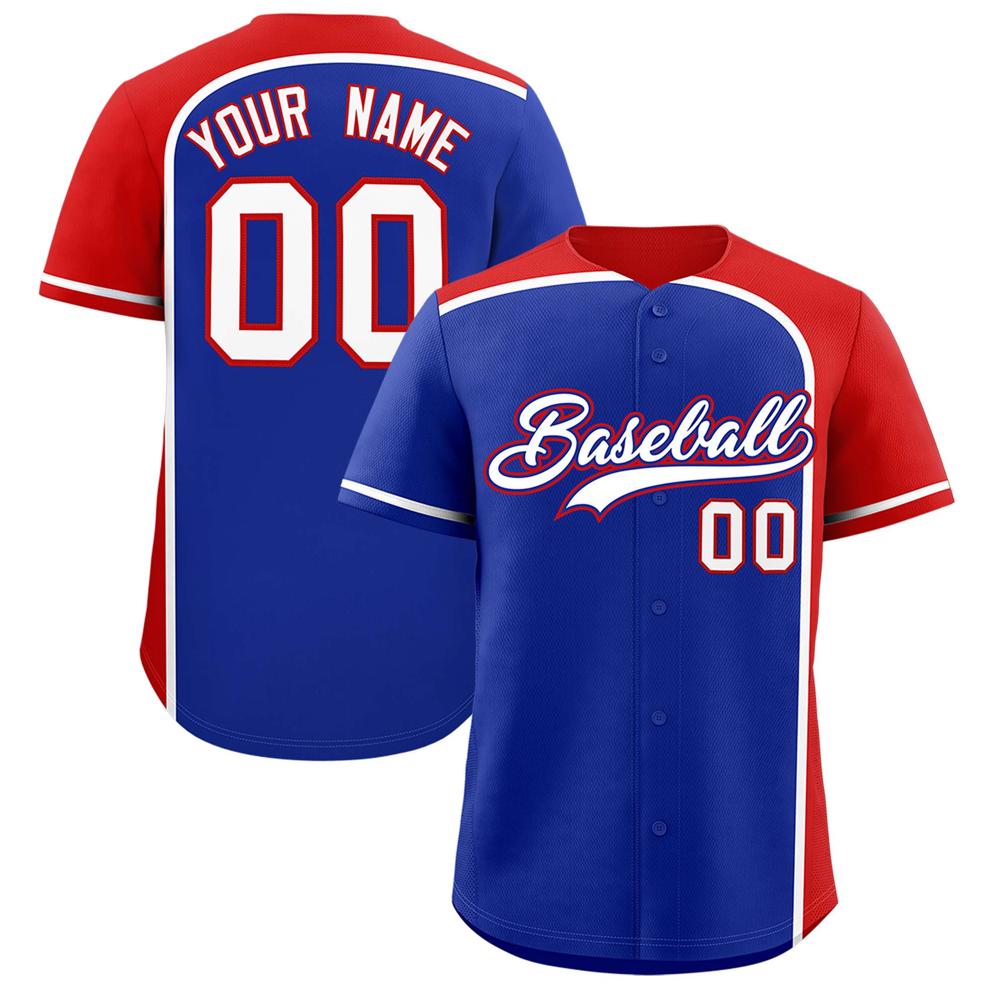 Custom Royal Red Personalized Color Block Authentic Baseball jersey