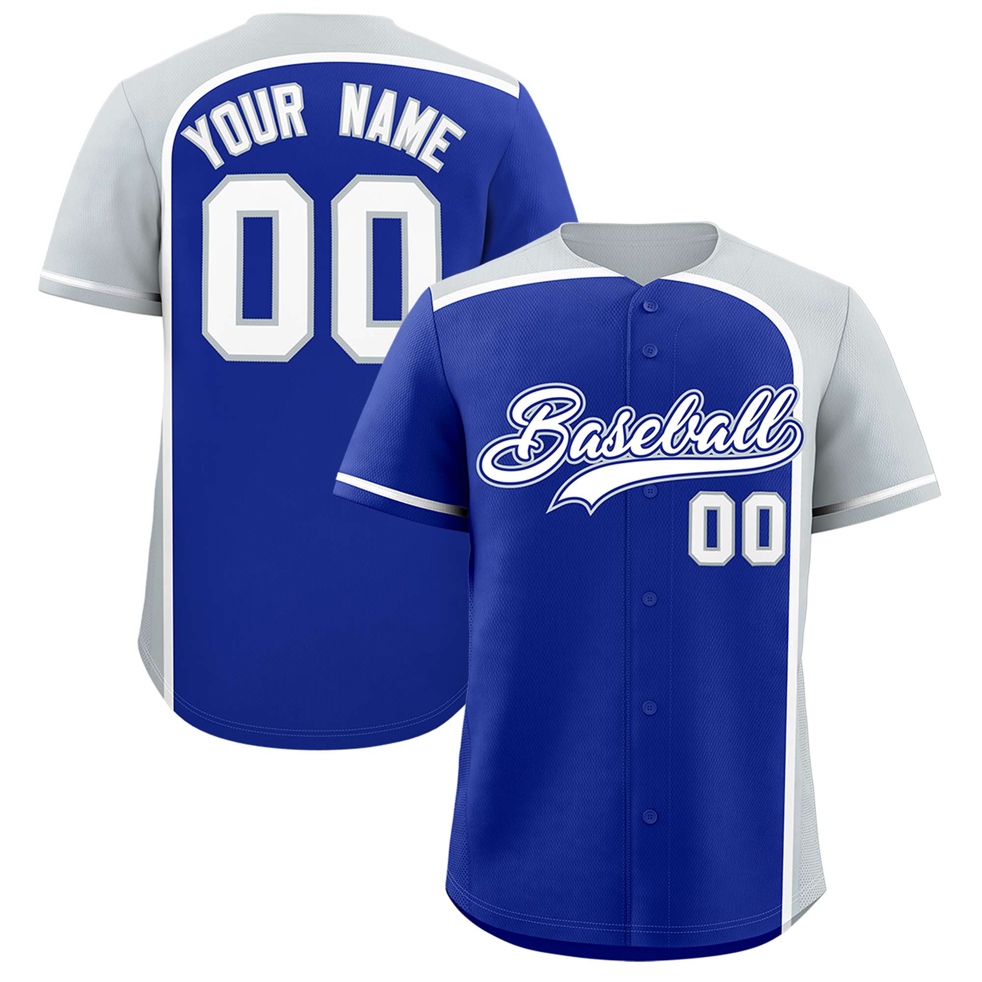 Custom Royal Silver Personalized Color Block Authentic Baseball jersey