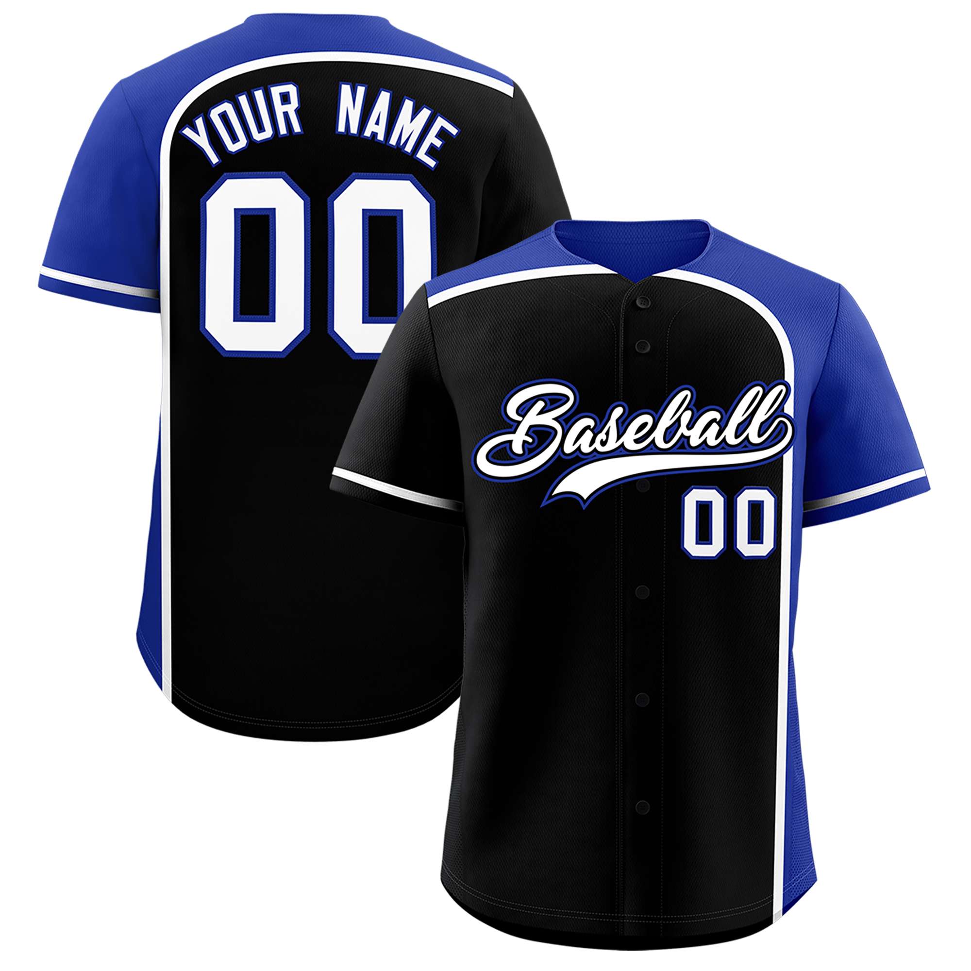 Custom Black Royal Personalized Color Block Authentic Baseball jersey