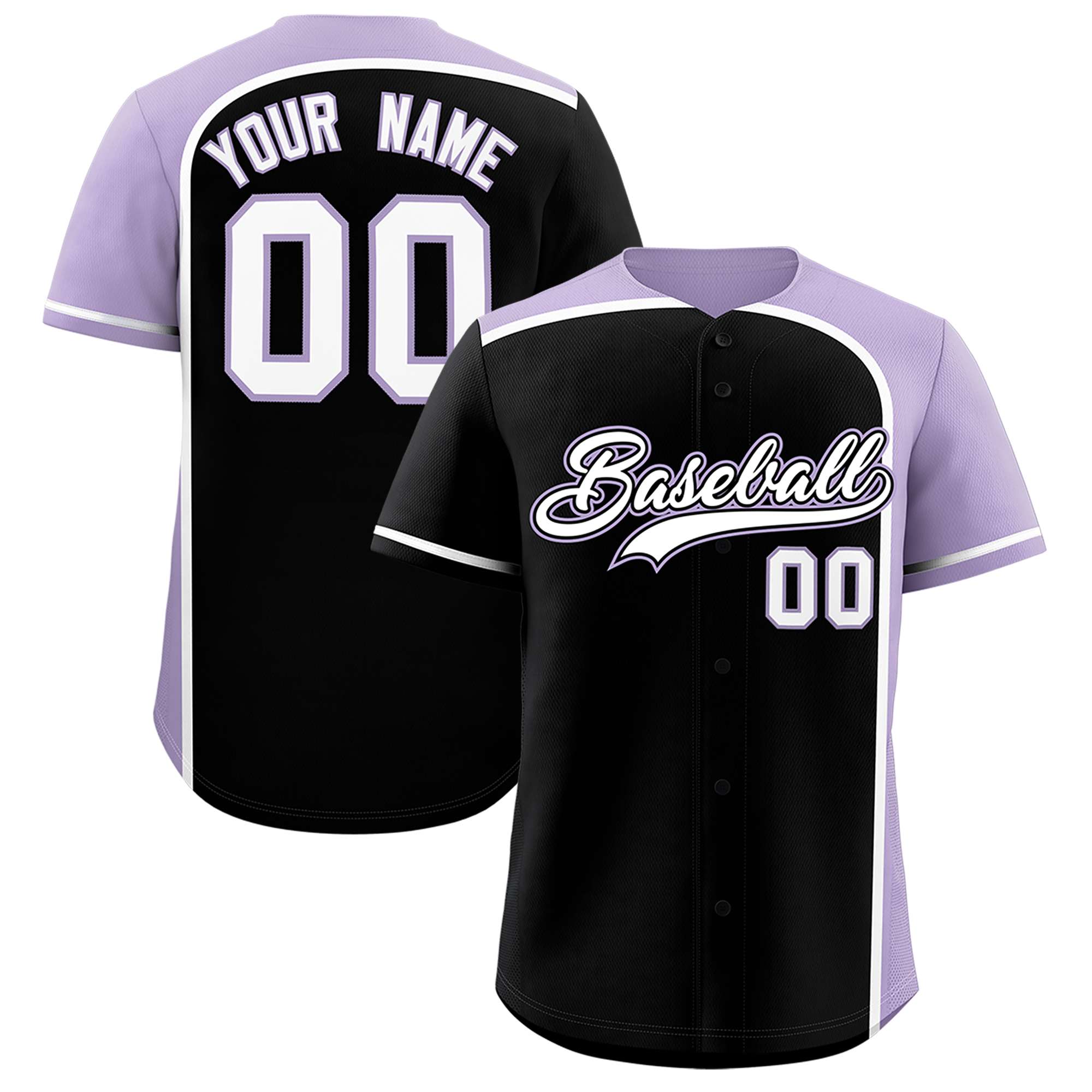 Custom Black Light Purple Personalized Color Block Authentic Baseball jersey