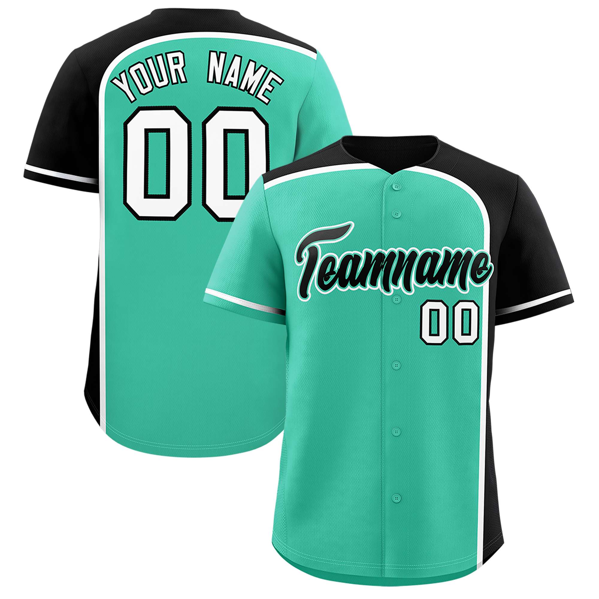 Custom Bright Green Black Personalized Color Block Authentic Baseball jersey