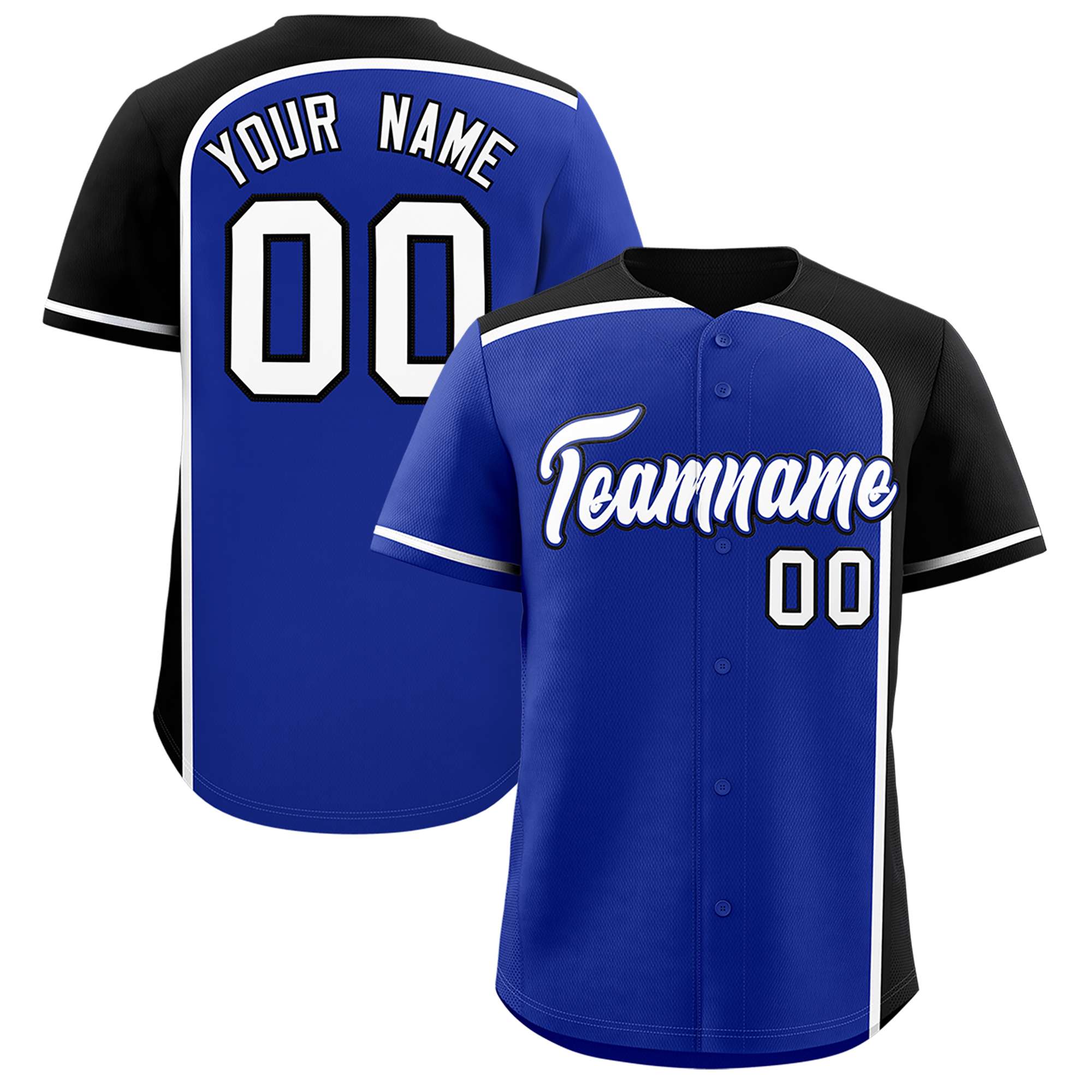 Custom Royal Black Personalized Color Block Authentic Baseball jersey