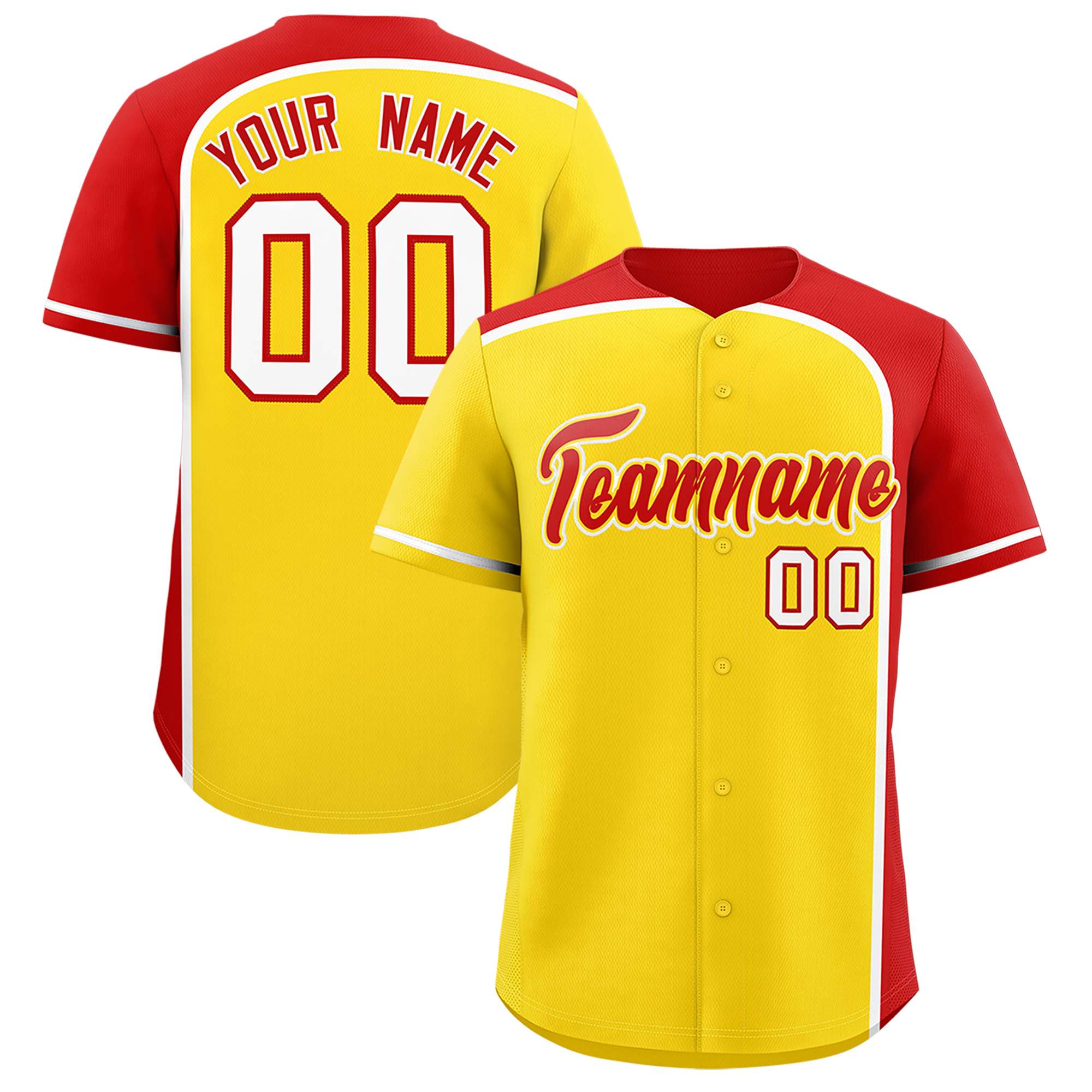 Custom Gold Red Personalized Color Block Authentic Baseball jersey