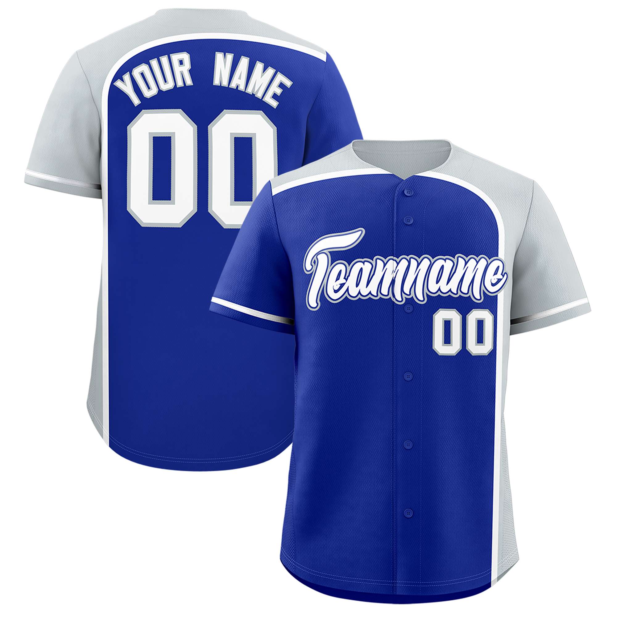 Custom Royal Silver Personalized Color Block Authentic Baseball jersey