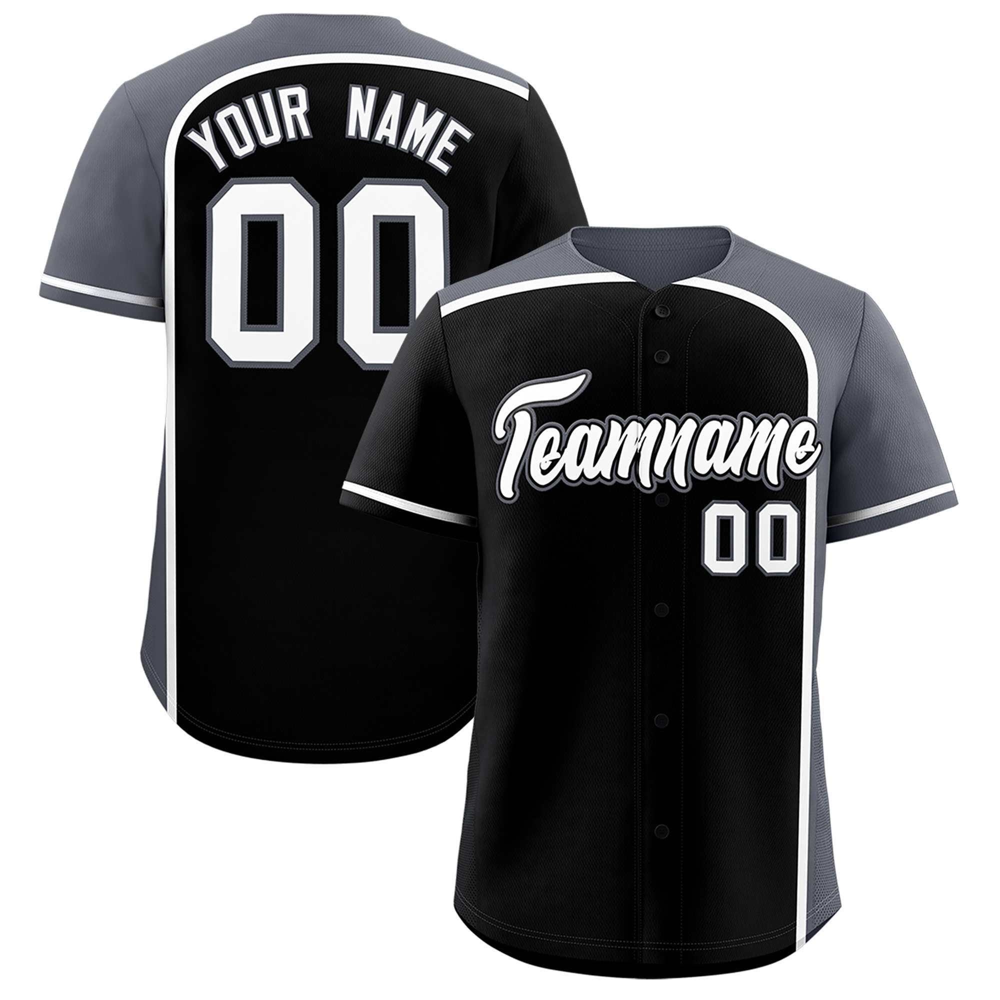 Custom Black Gray Personalized Color Block Authentic Baseball jersey