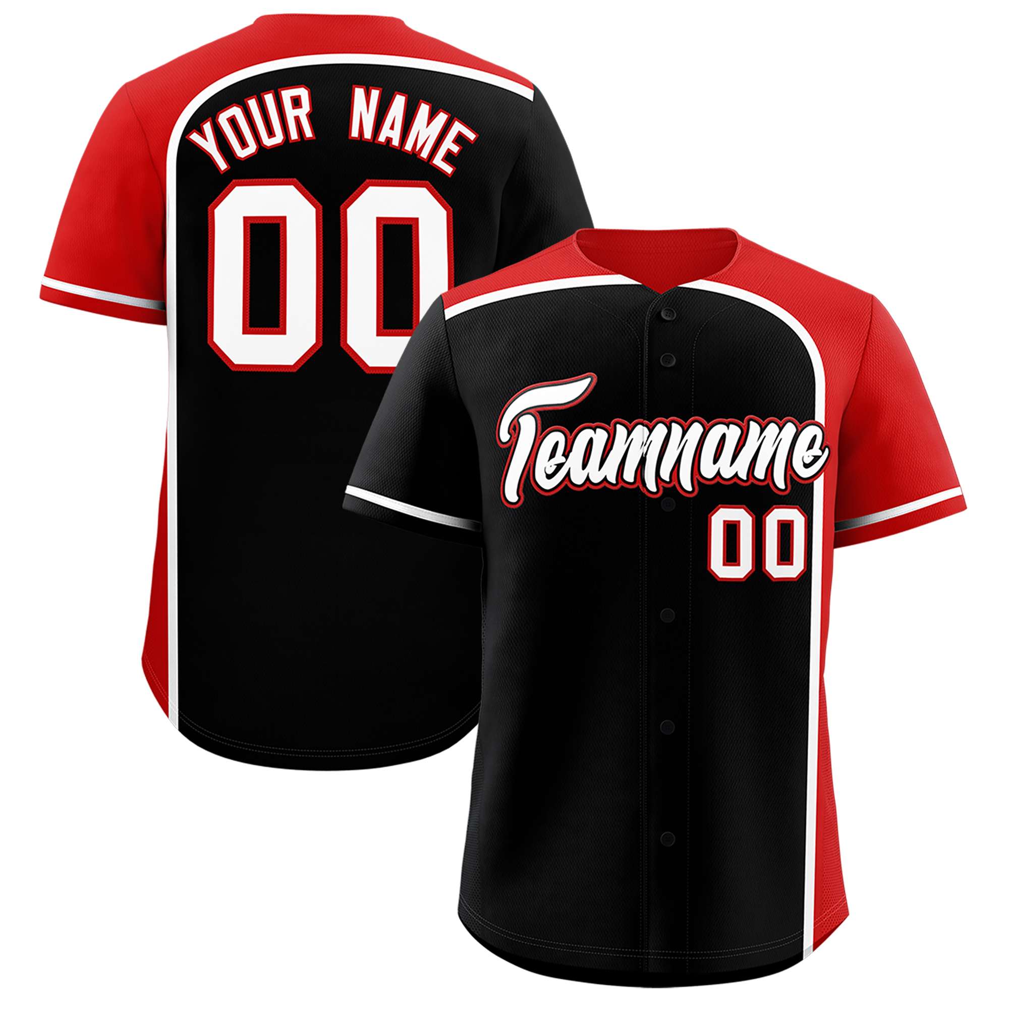 Custom Black Red Personalized Color Block Authentic Baseball jersey