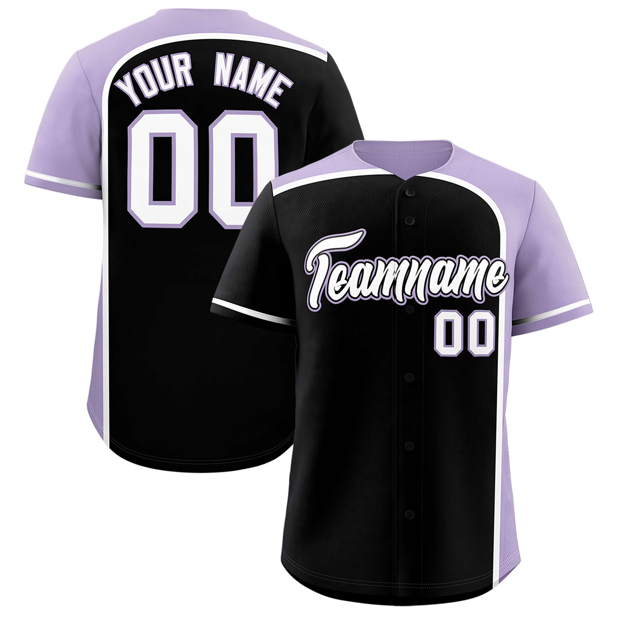 Custom Black Light Purple Personalized Color Block Authentic Baseball jersey